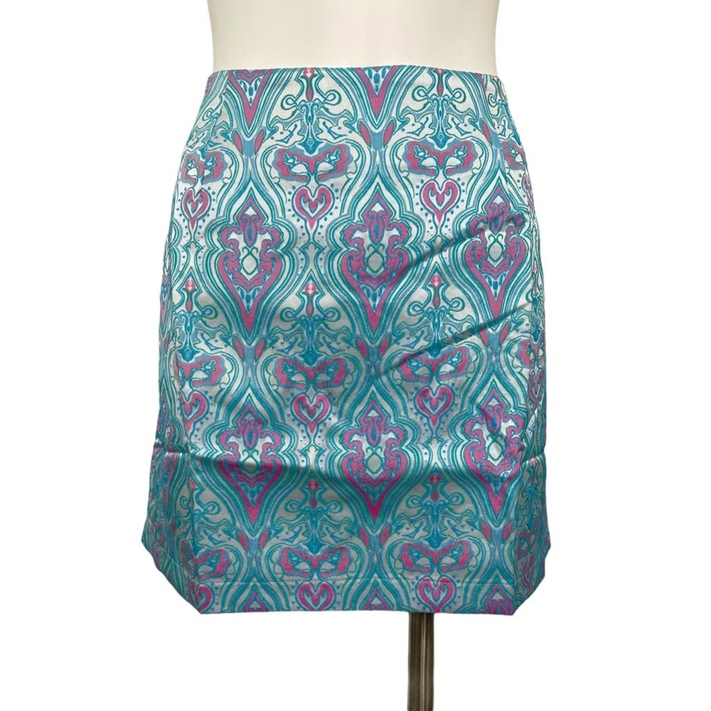 Verty Boutique Print Mini Skirt Blue Pink L